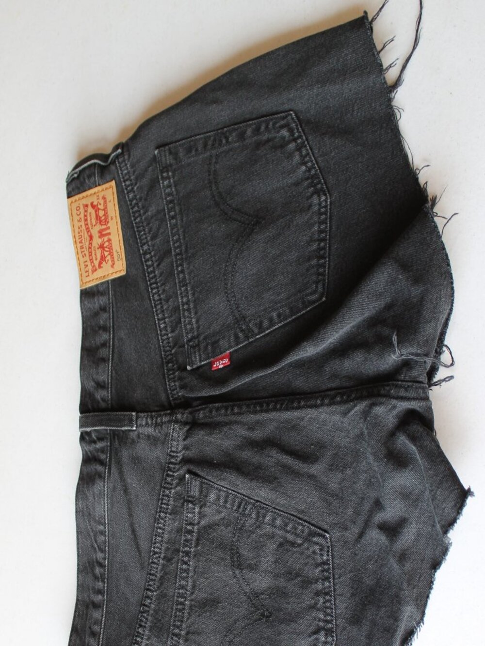 LEVI'S 501 Cut Off Shorts Black High-Rise Frayed Hem Button Fly SZ 30 / WOMEN 10